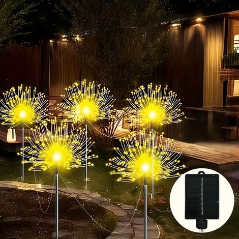 Lot de 6 lampes solaires d'extérieur pour jardin (60 LED, 240 LED, éclairage LED, 8 modes d'éclairage, étanchéité IP65) (1/5)