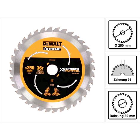 Kreissägeblatt 250x30 mm 36 Zähne XR Extreme runtime DEWALT - DT99572 (1/5)