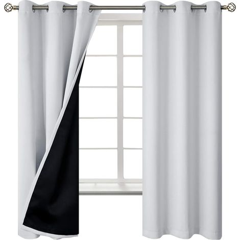 2 Panneaux Rideau, œillet, doublure noire, isolation thermique, réduction bruit, chambre à coucher (1/5)