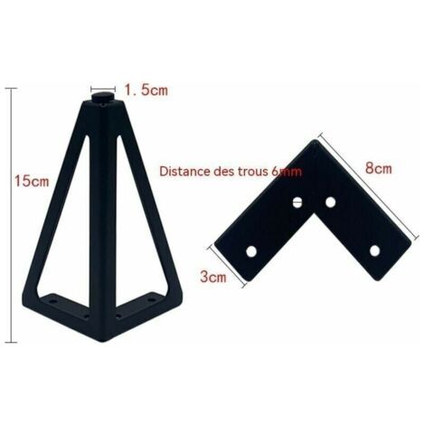 Lot de 4 pieds de meubles de rechange en métal - Noir - 15 cm - Pour meubles, meubles, meubles, armoires, canapés, autres pieds de meubles. (15 cm, noir clair)-, (1/3)