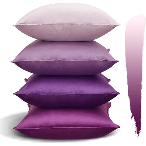 Housses de Coussin 45 x 45cm Velours Carré pour la Maison Décoratif Taie d'oreiller Souple pour l'extérieur Canapé Lit du Salon Série Violette 45x45 cm (1/5)