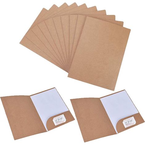 Chemise cartonnée en papier kraft, 12 pcs chemise de presentation a4, chemise de dossiers, classeurs et chemises pour réunion, documents de bureau, école, 310 x 220 mm (Marron) (1/5)