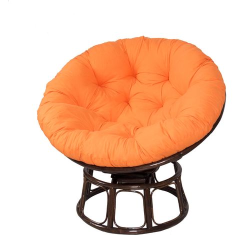 Coussin rond coussin de chaise capitonné arrondi coussin de sol épais couleur unie confortable, Garden Cushion, Rattan Armchair Cushion, Hanging Chair Cushion, (Orange,120120cm)-sans chaise (1/5)