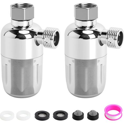 2 pièces filtre douche anti calcaire, préfiltre pour système d'eau avec bande d'étanchéité et élément filtrant en acier inoxydable 40 μm pour chauffe-eau toilettes lave-linge robinet (1/5)
