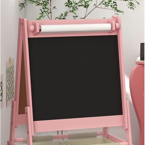 Cavalletto per bambini 3 in 1 con lavagna, lavagna bianca e rotolo di carta rosa DESVIAE (1/5)