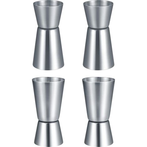 4 Pièces Cocktail Jigger, Doseur Cocktail 25/50 ml, Tasse à Mesurer Mesure D'esprit Double Face Acier Inoxydable pour Bar Party Gin Vin Cocktail Shaker Tasses à mesurer (1/5)