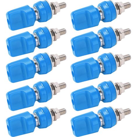 Borne de connexion M6 100A en laiton nickelé, connecteur à vis avec prise banane 4mm, terminal électrique bleu pour câblage, lot de 1 pièce (1/5)