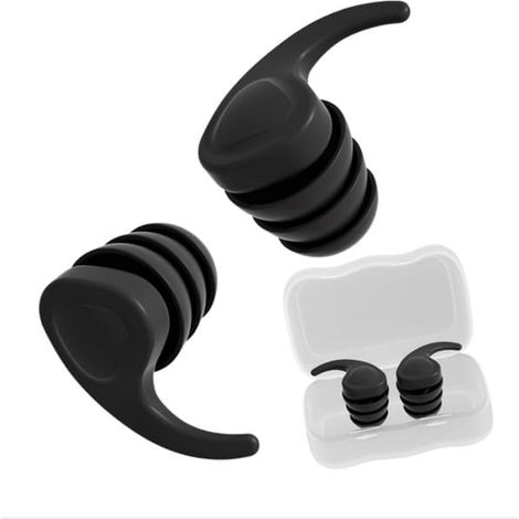 Bouchons d'oreilles antibruit en silicone de 9e génération - Confortables et insonorisés pour dormir, étudier et voyager (noir) (1/3)