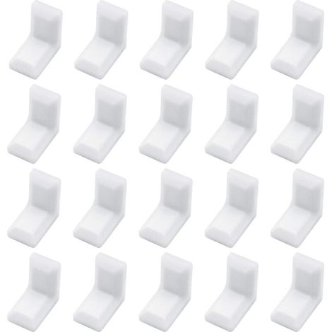 40 pezzi di rinforzo angolare a L in acciaio zincato con copertura in plastica ABS bianca per armadi, mensole