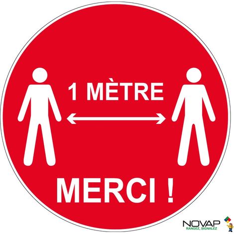 Panneau 1 mètre merci - Rouge - spécial sol - Ø 450 mm - 4007281