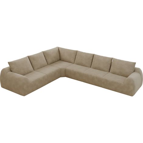 Sofá Modular Sin Estructura, Espuma De Alta Elasticidad, Tela Chenille, Caqui, 334 cm (1/5)