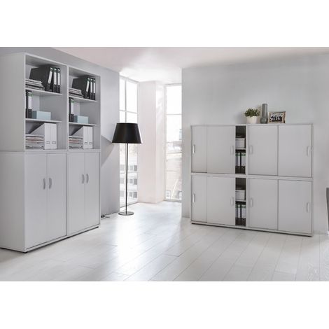 Büromöbel Aktenschrank & -regal Set TYP1900 lichtgrau, Schiebetürenschränke (8-teilig) (1/5)