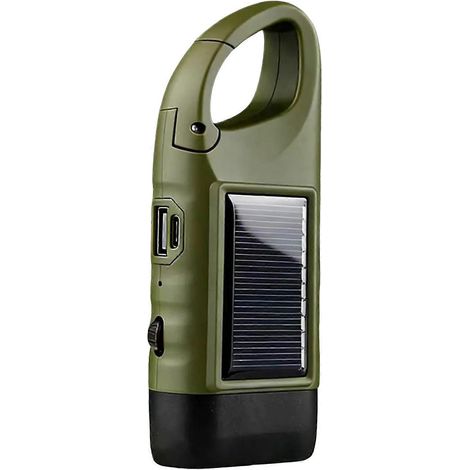 Lampe torche solaire multifonctionnelle à manivelle avec batterie externe, lanterne de camping LED d'urgence pour les ouragans et les pannes de courant. (1/5)