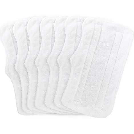 Lot de 7 lingettes de rechange lavables en microfibre pour balai vapeur, blanches (1/5)