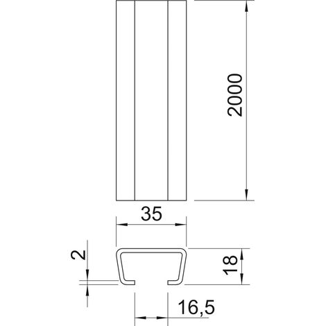 OBO Bettermann Profilschiene AMS3518UP2000BK blank 2 Stk