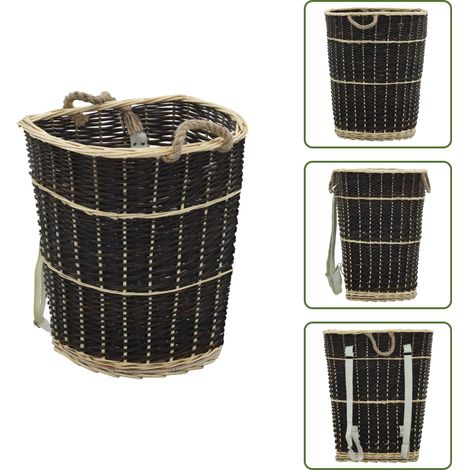 Sac à dos bois de chauffage sangles de transport 57x51x69 cm - Sac À Bois - Panier À Bois - Rangement Bois - Transport Bois - Saule Naturel (1/5)