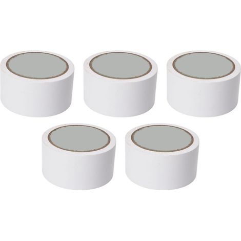 Lot de 5 bandes adhésives de marquage au sol de 5 cm de large, idéales pour tracer des lignes sur les terrains de compétition, gymnases, courts de basketball, de volleyball et de tennis (blanc). (1/5)