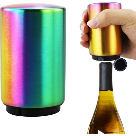 Apribottiglie colorato, apribottiglie a pressione, apribottiglie magnetico, apribottiglie automatico, apricapsule, apribottiglie in acciaio inox, adatto per tappi a corona.