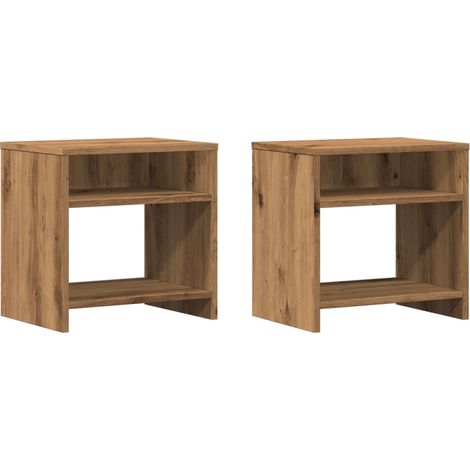 Juego de 2 mesitas de noche con dos compartimentos 40 x 30 x 40 cm en madera contrachapada color roble DEC035055