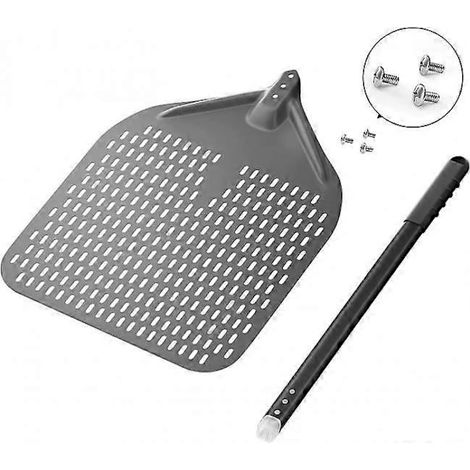 Pelle à pizza perforée 14 pouces silicone aluminium anodisé dur (1/4)