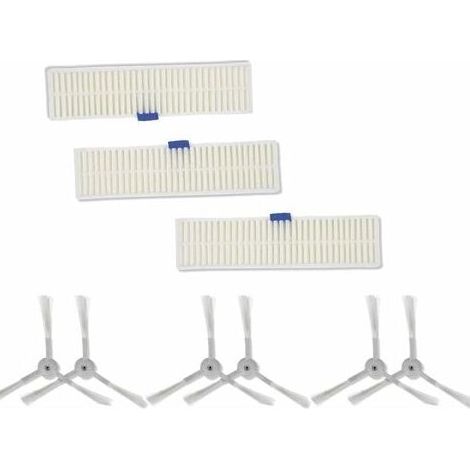 Accesorio para aspiradora CHOYCLIT, para aspiradora Rowenta Robot Explorer Series 20, 40, 50 y 60, cepillo lateral y filtro HEPA, 6 cabezales + 3 filtros