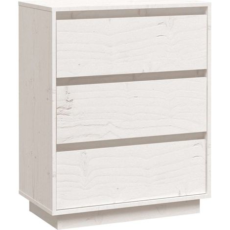 Sideboard/Anrichte/Buffet Weiß 60x34x75 cm Massivholz Kiefer LXWW392225 (1/5)