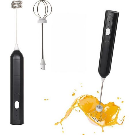 Montalatte elettrico, ricaricabile tramite USB, portatile, mini frusta con 2 fruste, per latte macchiato, cappuccino, caffè all'uovo e caffè. (1/5)