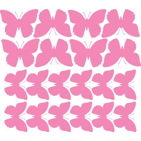 Pegatinas de pared de mariposas grandes, 20 unidades, color rosa brillante.