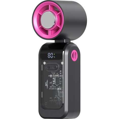 Ventilateur Cou Sans Mains Rechargeable avec Écran LED et Fonction Glace, Ventilateur Portable Pliable à Poser sur Bureau, Couleur Gris Foncé [Modèle Refroidissant]