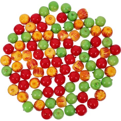 Pommes Artificielles Plusieurs Styles Miniatures Lot de 90 en Écume PU, Accessoires DIY Réalistes Apparence Naturelle et Style Vivant pour Décoration de Vitrine Plusieurs Styles (1/5)