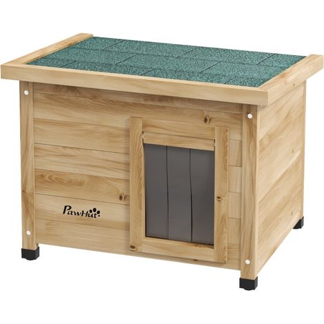 Casa para gatos de madera resistente a la intemperie 57 x 45 x 43 cm color natural HOMVRA (1/5)