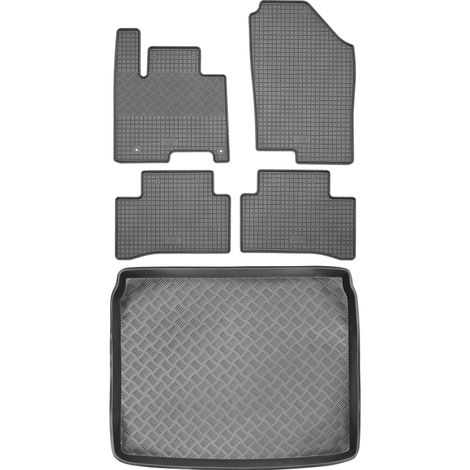 Hyundai Tucson III SUV de 2018 (JUEGO) - Alfombrillas de goma para coche + alfombrilla para maletero