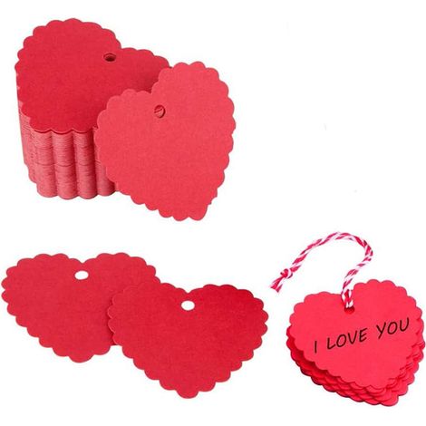 50 etichette regalo rosse a forma di cuore per San Valentino, etichette di carta ritagliate a forma di cuore, cartellini prezzo, etichette da appendere per San Valentino, Festa della Mamma, regali di 