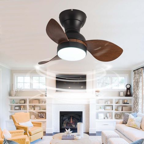 Ventilateur de plafond avec lumière, 3 températures de couleur, minuterie, 6 vitesses de ventilation, plafonnier avec télécommande (56 cm) (1/5)