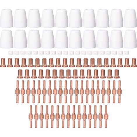 Kit de 110 pièces pour torche plasma : buses en porcelaine, électrodes allongées, diffuseurs de gaz et buses, accessoires de soudure. (1/5)