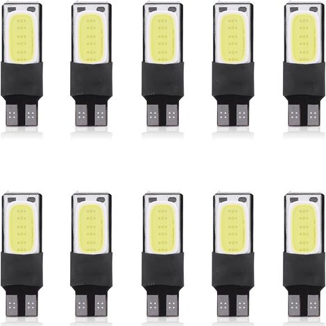 Lot de 10 ampoules LED T10 W5W 6SMD Canbus sans erreur, feux de plaque latéraux COB blancs pour voiture (1/5)