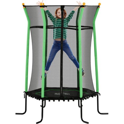 Structure en acier, trampoline enfant Ø163,5 cm avec filet de sécurité, rembourrage, usage intérieur (1/5)