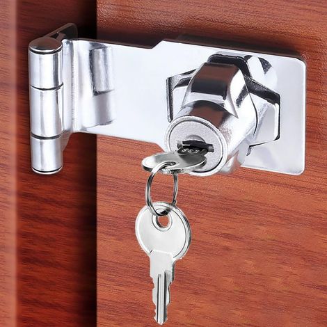 Serrure de porte avec clé identique, bouton rotatif à 90 ° serrure de tiroir loquet porte verrou d'armoire serrure placard verrou de porte boucle de verrou à angle droit, 3 inch (1/5)