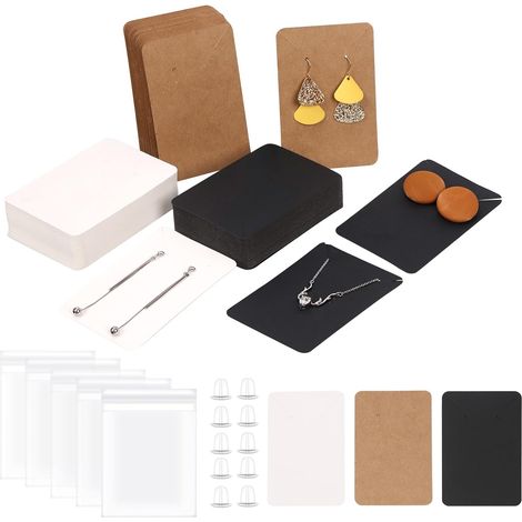 Sweet Lot of 550 Multicolored Display Cards 3.5 x 2.4 in Black and White Square Kraft Paper Self-Sealing Jewelry Bag (1/5)