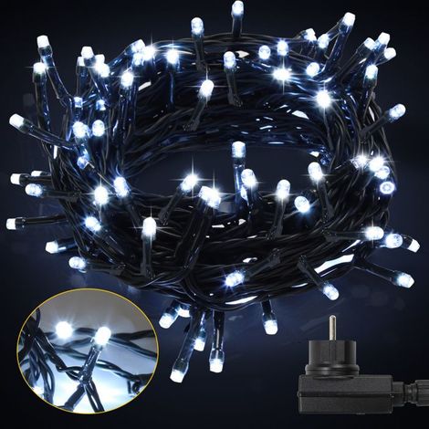 100 LED guirlande lumineuse blanc froid, 10 m, 8 modes, étanche IP44, déco extérieure et intérieure pour Noël, mariage, fête