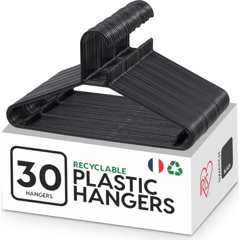 Iris Ohyama, Grucce in Plastica Salvaspazio, Robuste e Antiscivolo, Lotto di 30, Nero, Senza BPA, Appendini Versatili e Durevoli per Camicie, Giacche, Vestiti e Pantaloni, CHM-39 (1/5)