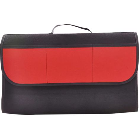 Sollbry Organizador de maletero de coche, 50 cm × 15 cm × 24 cm, multifuncional, plegable, color negro y rojo. (1/5)