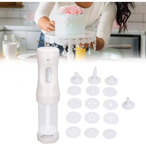 Pistolet à biscuits électrique, kit de pâtisserie, outil de décoration 12 pièces et 4 embouts en titane glacé (1/5)