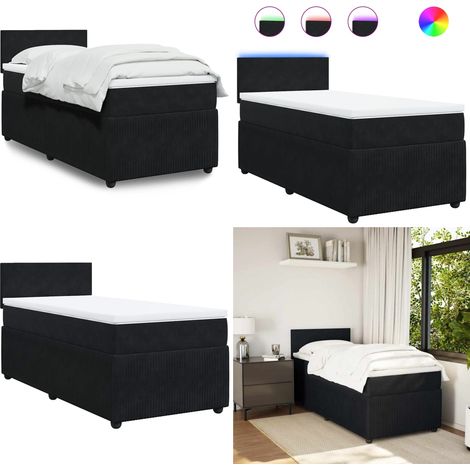 vidaXL Sommier à lattes de lit avec matelas Noir 90x190 cm Velours