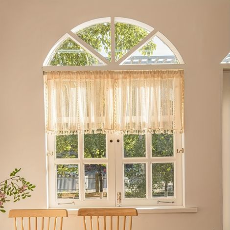Cortinas JSSEVN de estilo bohemio, opacas, de algodón y lino color beige, 150 x 100 cm, con gancho hueco, fabricadas en poliéster y lino. (1/4)
