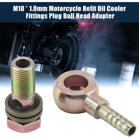 Paar M10 x 1,0 mm Motorrad-Ölkühleranschlüsse, M8 Kugelgelenkadapterstopfen (1/5)
