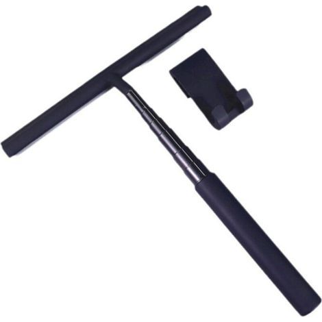 Raclette de douche à long manche - Raclette fixe de mise à niveau de douche noire 26.5-92.7 cm Raclette de fenêtre télescopique avec support Raclette de douche Raclette en silicone Ra (1/4)
