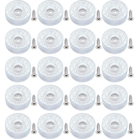 20 protezioni rotonde in silicone da 30 mm, antiscivolo e silenziose, con viti, adatte per gambe di divani e cuscini di sedie. (1/4)