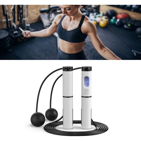 Corde à sauter à comptage intelligent avec poignée lestée noire pour le fitness (1/5)