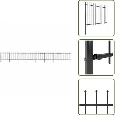 Gartenzaun mit Speerspitzen Stahl 13,6 x 1,5 m Schwarz - Gartenzaun - Stahlezaunt - Metallzaun - Zierzaun - Sicherheitszaun